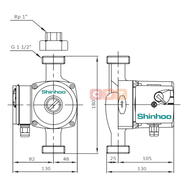 Циркуляционный насос  (с «мокрым» ротором) BASIC S 25-4S 180 1x230V Shinhoo